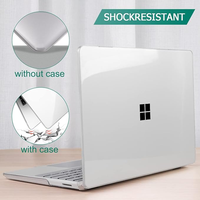 Case for 13.5" Microsoft Surface Laptop 5/4/3 with Metal Palm Rest ONLY 2019-2022 Release Models:1868/1951, Plastic Hard Shell Case with Keyboard Cover & Screen Protector, Crystal Clear