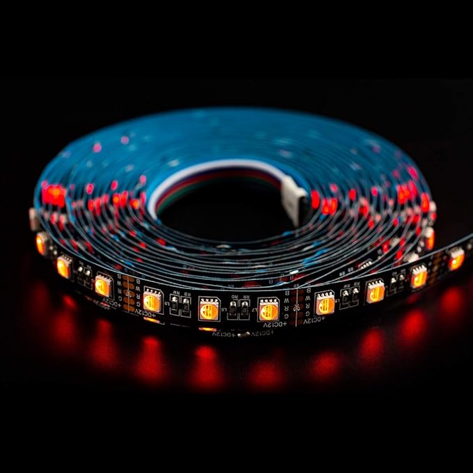 BTF-LIGHTING RGBW LED Strip Lights,UL Listed,5050 4 Colors in 1 RGB + 2700K-3000K Warm White,12V DC,16.4ft/5m 60LEDs/m 12mm Black PCB, IP30 for Home Decoration(No Adapter or Controller)