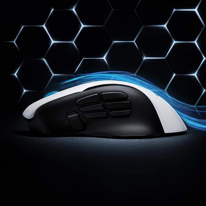 LTC MKM071 Wireless MMO Gaming Mouse with RGB Charging Dock, Tri-Mode (2.4G/Bluetooth/Wired), 12000 DPI PAW3311 Sensor, 11 Programmable Buttons, 7 Side Buttons, 1000Hz Polling Rate, Ergonomic