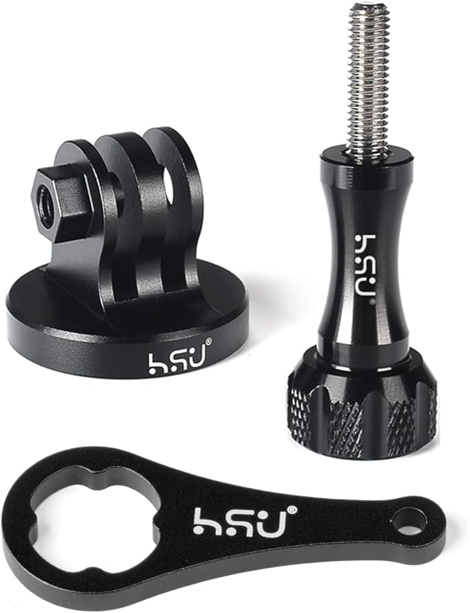 HSU Aluminum Alloy Metal GoPro Tripod/Monopod Mount with Aluminum Thumbscrew for GoPro Hero 13, 12, 11, 10, 9, 8, 7, 6, 5, 4, 3+, 3, 2, 1 HD, AKASO Campark and Other Action Cameras (Black)