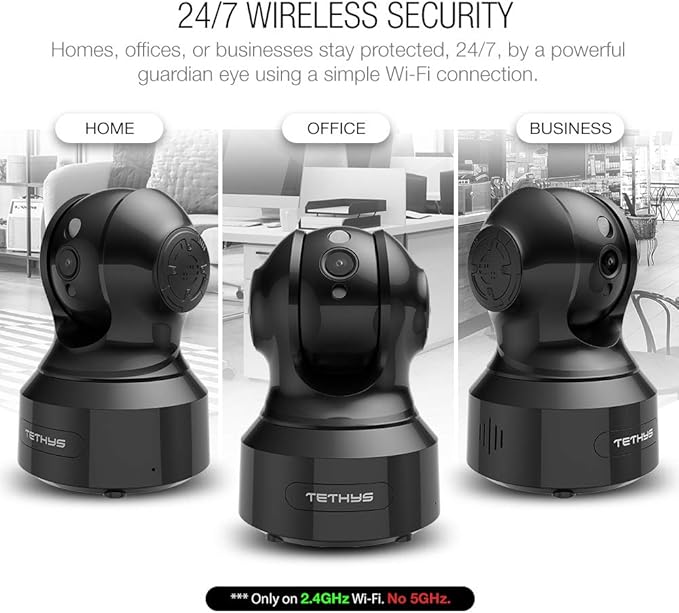 TETHYS Wireless Security Camera 1080P Indoor [Work with Alexa] Pan/Tilt WiFi Smart IP Camera Dome Surveillance System w/Night Vision,Motion Detection,2-Way Audio,Cloud for Home,Business, Baby Monitor