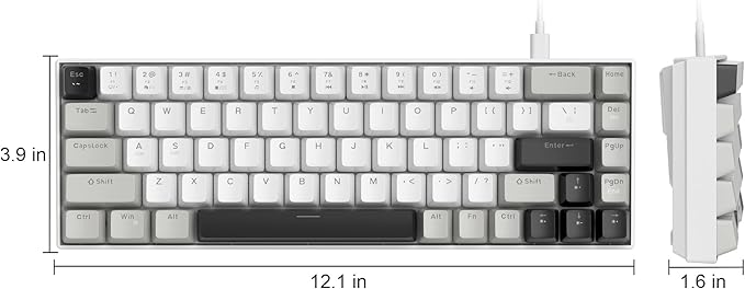 MageGee Portable 60% Mechanical Gaming Keyboard, MK-Box LED White Backlit Compact 68 Keys Mini Wired Office Keyboard with Red Switch for Windows Laptop PC Mac - Grey