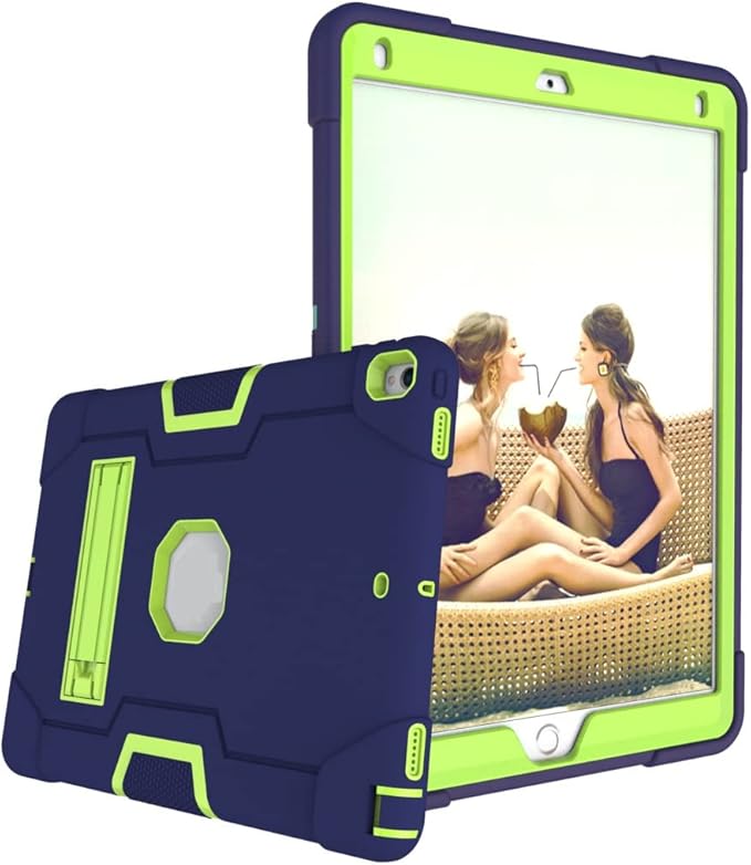 3 in 1 Hybrid Case for iPad Air 3 10.5" & iPad Pro 10.5" - Heavy Duty Rugged Stand, Shockproof, Anti-Slip, Anti-Scratch, Blue/Yellow Green