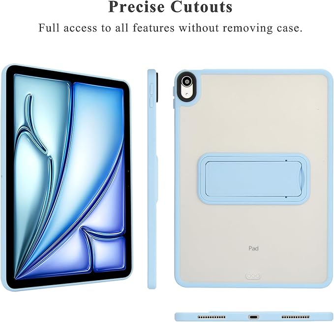 Shockproof Case for iPad Air 11-inch M4/M3/M2 (2026/2025/2024) for Women Men, Kickstand Slim Fit Rugged Bumper Lightweight Anti-Scratch Bumper Case Cover for iPad Air 11", Blue