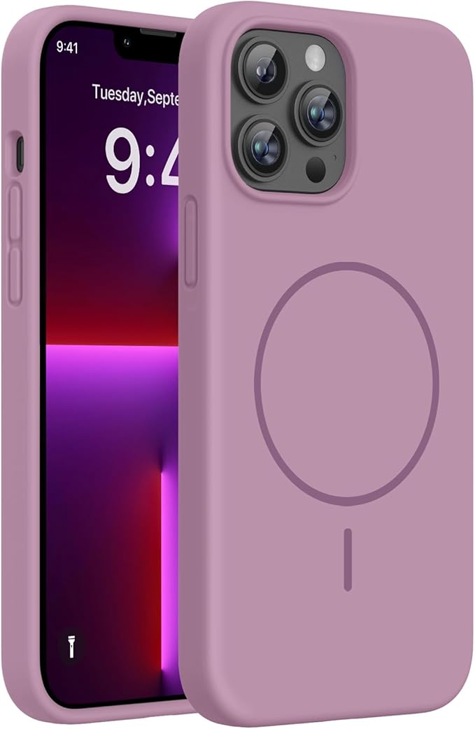 Miracase Magnetic for iPhone 13 Pro Max Case, [Soft Anti-Scratch Microfiber Lining], Magnetic for MagSafe, Liquid Silicone Shockproof Drop Protection Phone Case for 13 Pro Max, Blackcurrant