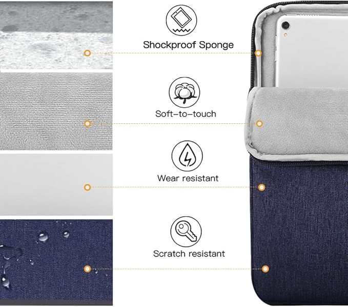 TiMOVO 9-11" Tablet Sleeve Bag for iPad 11-inch A16 2025, iPad 10.9"/10.2"| Air 11 Inch/5th/4th Gen. 10.9", Galaxy Tab A9+/A11Plus 11", Protective Bag Fit Smart Keyboard, Dark Blue