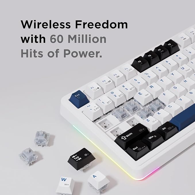 Quell Pro 75% Wireless Mechanical Gaming Keyboard – Hot Swappable Pre-Lubed Switches, Creamy Typing Sound, Smart Screen & Control Knob, RGB Backlit, PBT Keycaps, Compact Keyboard for PC