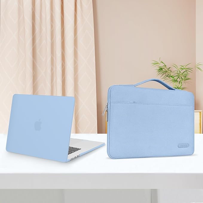MOSISO Compatible with MacBook Air 15 inch Case M5 2026 M4 2025 M3 M2 2024 2023 A3448 A3241 A3114 A2941,Protective Hard Shell&Carrying Sleeve Bag&Keyboard Cover&Webcam Cover&ScreenFilm, Air Blue