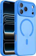 Symcele Designed for iPhone 17 Pro Max Case, Compatible with MagSafe, [Camera Protection] [15FT Military Drop Protection] Shockproof Translucent Matte Anti-Slip Phone Case, 6.9", Blue