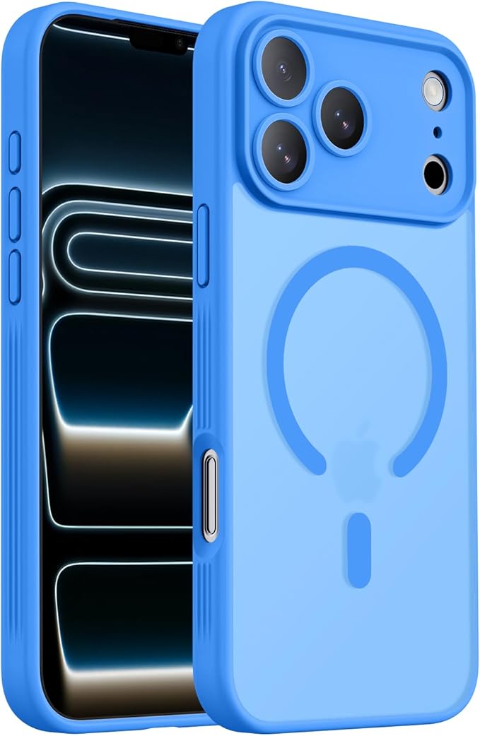 Symcele Designed for iPhone 17 Pro Max Case, Compatible with MagSafe, [Camera Protection] [15FT Military Drop Protection] Shockproof Translucent Matte Anti-Slip Phone Case, 6.9", Blue
