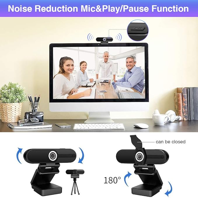 GoHZQ 4K Webcam with Microphone & Privacy Cover - 8MP Ultra HD USB Camera for Computer/Laptop/Switch 2, Pro Streaming Video Calling