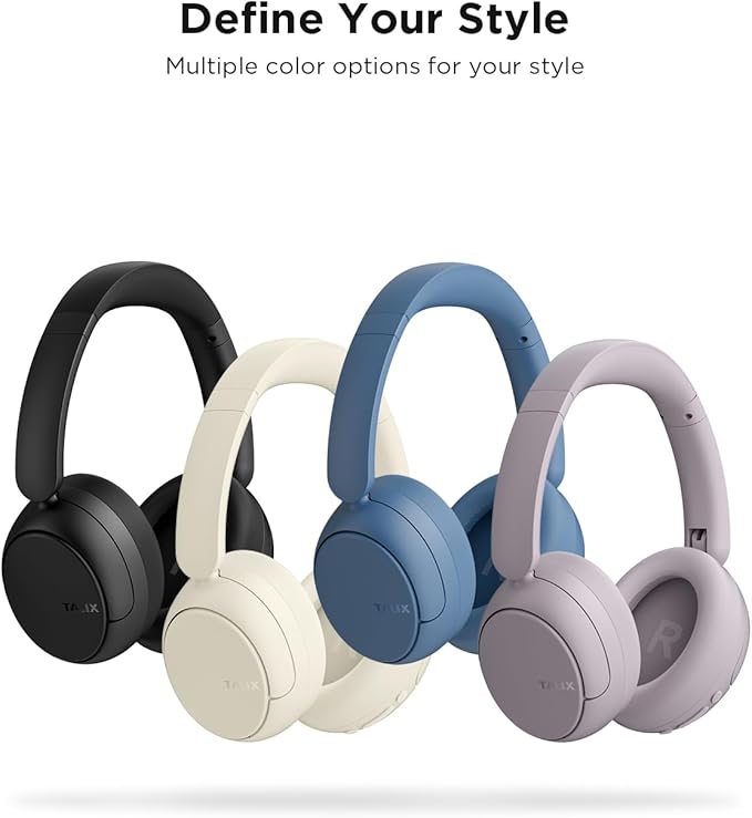 TALIX H30 Hybrid Active Noise Cancelling Headphones, 110H Playtime Hi-Res Audio Bluetooth 6.0 Wireless Over Ear ANC Headphones for Commute/Workout/Gym (Purple)