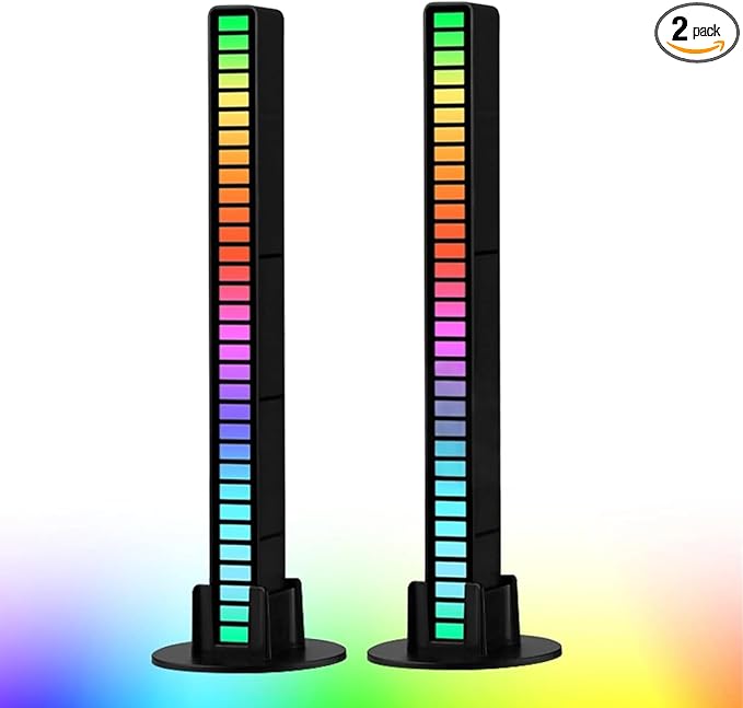 Smart RGB Rhythm Light Bar with 32 LEDs, Music Atmosphere Rhythm Light with 18 Colors & 8 Dynamic Modes, USB Powered RGB Sound Control Light for Bedroom, Party, Gaming, and Car Decor