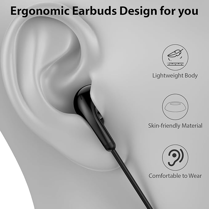 USB C Earbuds Wired USB Type-C Headphones for Apple iPhone 17 16 15 Pro/iPad 10th Generation for Galaxy S26 Pixel 10 Earphones with Microphone Volume Control Noise Isolating HiFi Stereo Headset Black