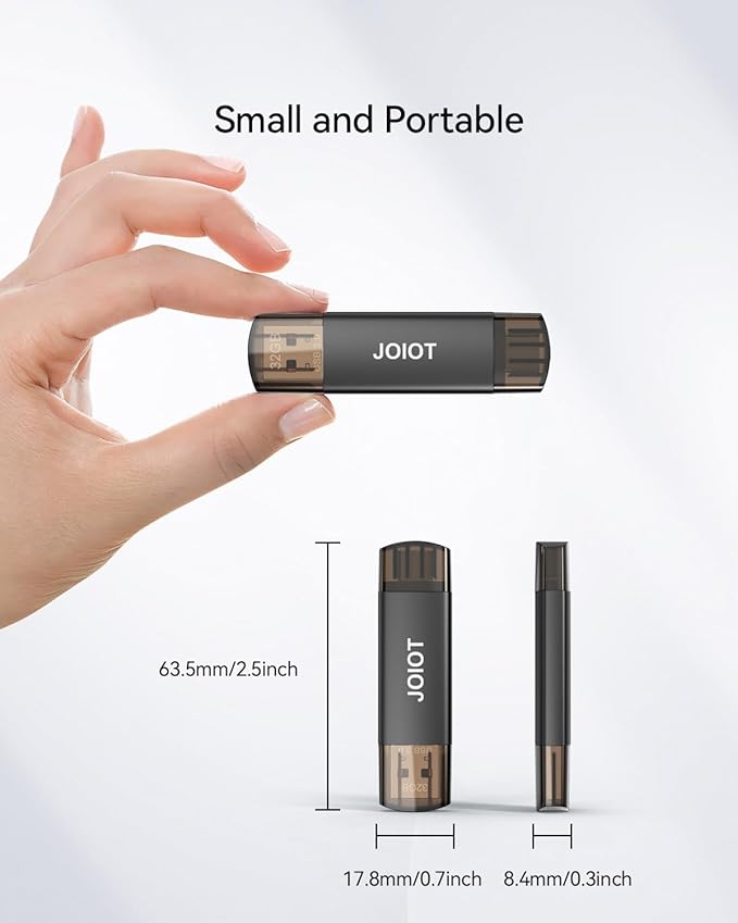 32GB USB C Flash Drive Dual USB 3.0 Type C + USB A Portable 2-in-1 Thumb Drive for Smartphone Tablet Computer Mac iPhone 15/16/17 Black