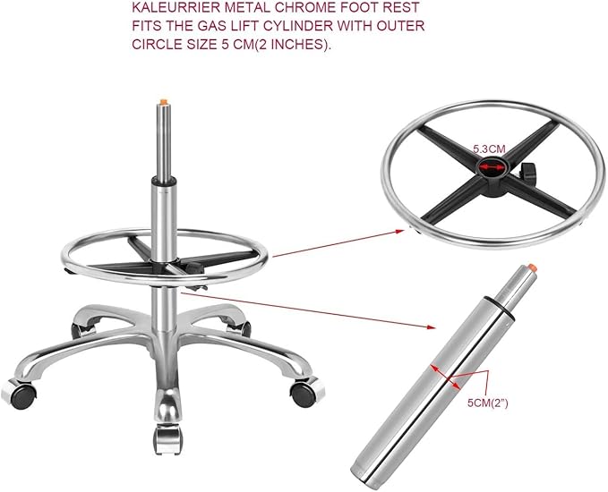 Kaleurrier Metal Chrome Foot Rest Foot Ring for Studio Drafting Chair Office Stool Salon Stool,16 inches Diameter