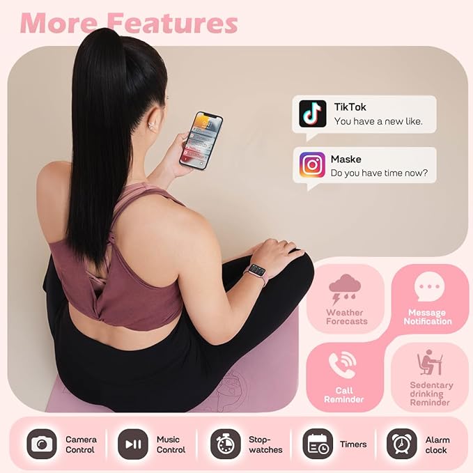 MorePro Health Fitness Tracker for Women Men, 24/7 Heart Rate Blood Pressure & Oxygen Monitoring, Sleep Tracker, 120+ Sport Modes Smart Watch, IP68 Waterproof, 2 Bands, Compatible Android iOS
