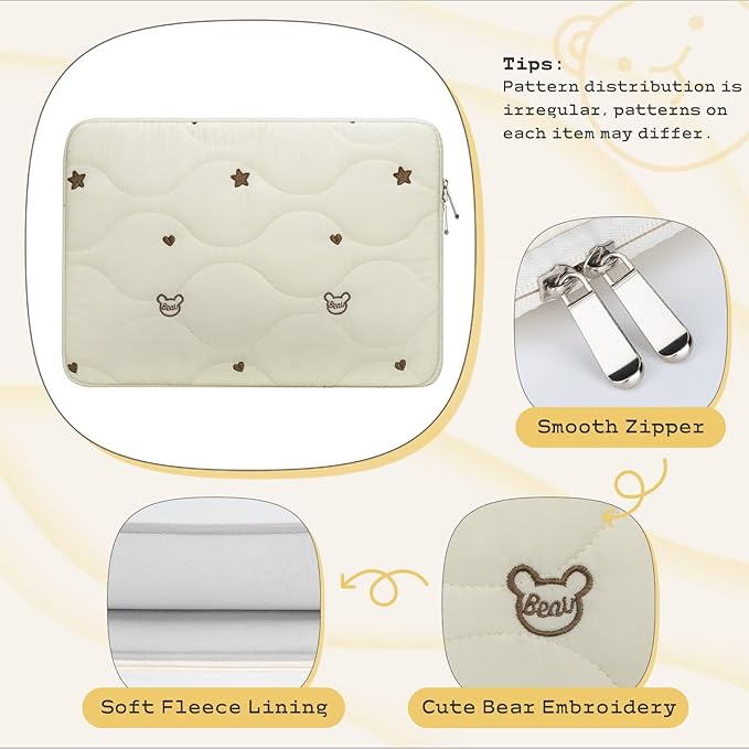 Laptop Sleeve Case 15 16 Inch Laptop Cover Protective Case Compatible with MacBook Air MacBook Pro 15 16 Inch Shockproof Padded Laptop Case, Beige