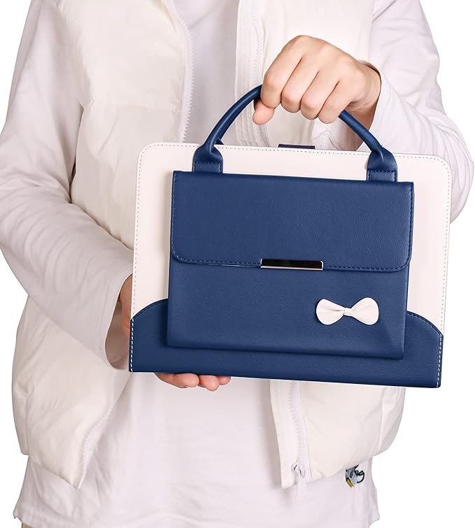 Cute Case for iPad 11 inch (A16) 2025 / 10th Generation 10.9 inch 2022, iPad 10 / 11th Gen Case, Slim Handbag Leather Protective Cover with Stand Hand Strap Pocket for Girls Woman Kids,Blue