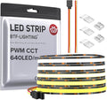 BTF-LIGHTING FCOB CCT COB LED Strip Tunable 2700K-6500K DC12V 16.4FT 640LED/m CRI 90+ Flexible High Density Dimmable LED Light Black PCB for Bedroom Indoor Decor(No Adapter or Controller)