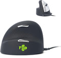 R-Go HE Vertical Ergonomic Mouse, for Left Handed, with Break Software, USB-C/A Wired, Prevents Tennis Elbow/Mouse Arm RSI, Silent Click, 5 Buttons - Compatible Windows/Mac OS, Black/Silver