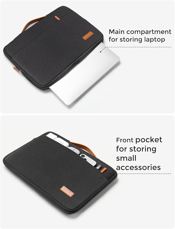 DOMISO 14 inch Laptop Case Sleeve Protective Cover Compatible with 15 inch MacBook Air M4 M3 M2,MacBook Pro,14-15 inch HP Dell ASUS Lenovo Chromebook,Waterproof Computer Cases Bag with Handle,Black
