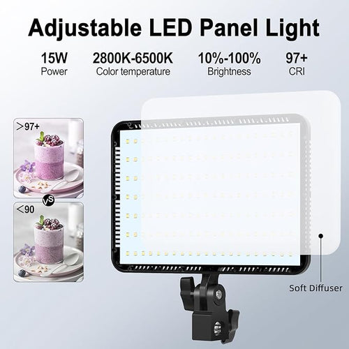 12" LED Video Light Kit,2-Pack Photography Lighting Kit,73" Height 2800-6500K Dimmable Studio Lights with Tripod Stand and Phone Holder, Streaming Lighting for Video Recording,Podcast,YouTube