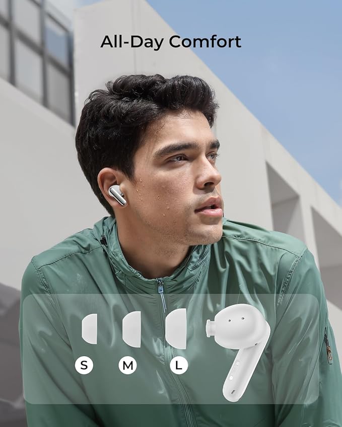 wegear Hybrid Active Noise Cancelling Wireless Earbuds, 6 Mics AI Clear Calls, 12mm Drivers Deep Bass Stereo Sound, 30H Playtime, True Wireless Earbuds, Bluetooth 5.4 Ear Buds, Comfort Fit (White)