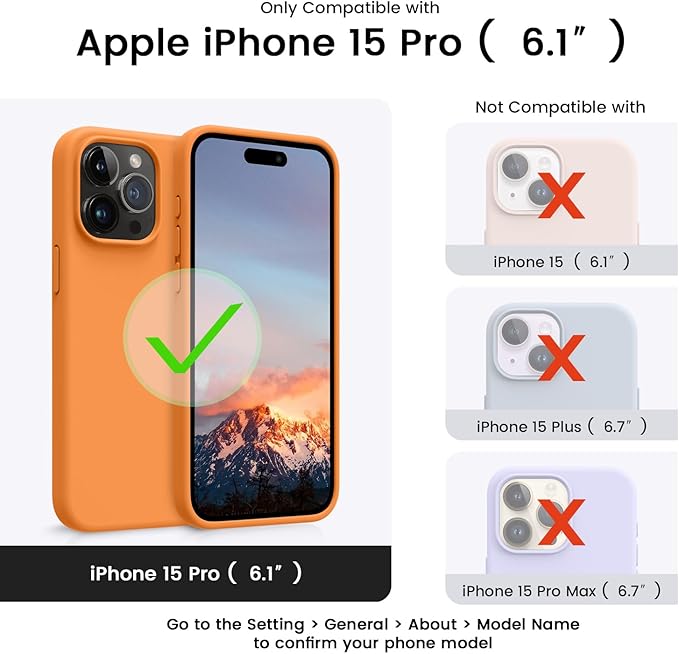 OTOFLY Designed for iPhone 15 Pro Case, Silicone Shockproof Slim Thin Phone Case for iPhone 15 Pro(6.1 inch), (Orange)