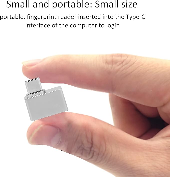 USB C Fingerprint Reader, 360° Detection Mini Fingerprint Scanner 0.5s Touch Speedy Matching Portable Biometric Scanner USB Security Key for Password and File Encryption