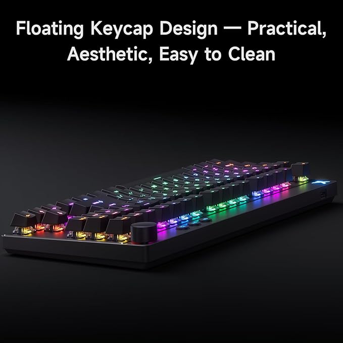 MCHOSE Mix 87 TKL Wired Gaming Keyboard Magnetic Switch Hall Effect Keyboards Rapid Trigger SOCD 8K Polling Rate Volume Knob Adjustable Actuation Point RGB Lighting HotSwap White Apollo Switch