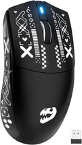 J-Tech Digital Wireless Mouse for Gaming-Designing-Work, 47g Ultra Lightweight, 200 to 24000 DPI, Tri-Mode 2.4G/USB-C/Bluetooth with DIY Sticker 120-hour Rechargeable Battery, Symmetrical Design
