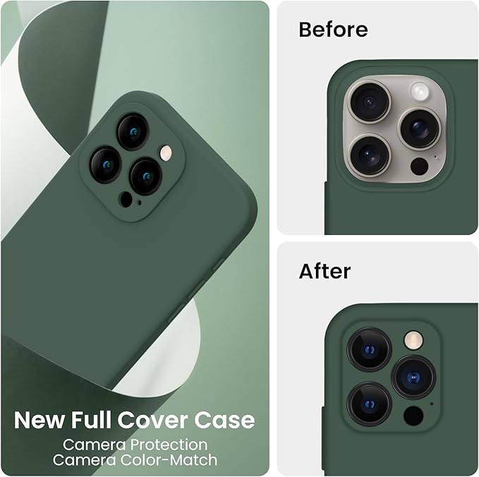 FireNova Designed for iPhone 16 Pro Case, Silicone Upgraded [Camera Protection] Phone Case, Soft Anti-Scratch Microfiber Lining Inside, 2024, Alpine Green