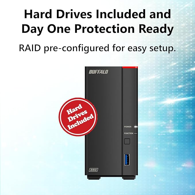 BUFFALO LinkStation 710 4TB 1-Bay NAS Network Attached Storage with HDD Hard Drives Included NAS Storage that Works as Home Cloud or Network Storage Device for Home