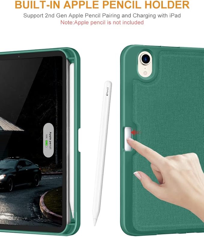 DTTO Case for iPad mini 7 (A17 Pro) 2024 / iPad mini 6 2021 8.3 inch with Pencil Holder, Multi-Angle Magnetic Standing Cover for iPad mini 7th/6th Generation [Auto Wake/Sleep], Green