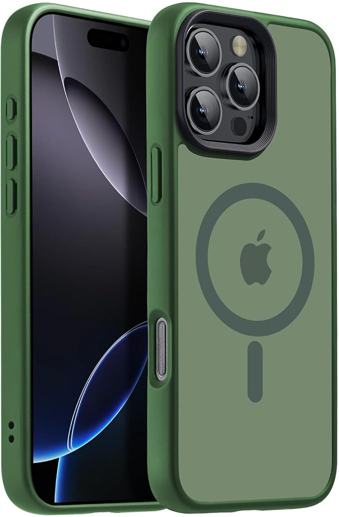 Strong Magnetic for iPhone 16 Pro Max case [10Ft Military-Grade Protection] Compatible with fit MagSafe Shockproof Slim Thin Cover case for iPhone 16 Pro Max 6.9 inch,Alpine Green