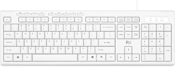 Rii RK907 Ultra-Slim Compact USB Wired Keyboard for Mac and PC,Windows 10/8 / 7 / Vista/XP(White)