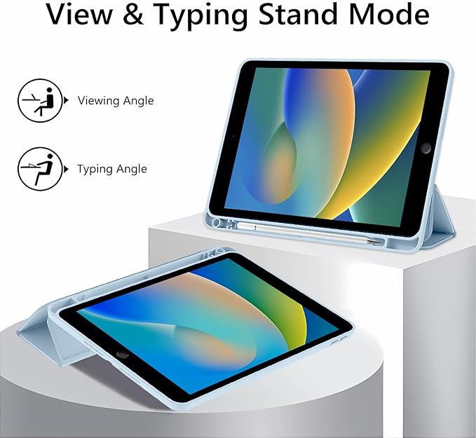 JOYLAND Countryside Style Floral Pattern Case for iPad Pro 11" 4th/3rd/2nd/1st Generation (2022/2021/2020/2018), Clear Acrylic Hard Back Case with Pencil Holder Trifold Stand Tablet Cover