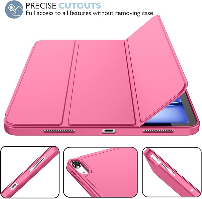 iMieet iPad Air 11 Inch Case M4/M3/M2(2026/2025/2024), iPad Air 5th/4th Generation Case 2022/2020 10.9 Inch with Pencil Holder,Trifold Stand Smart Case with Soft TPU Back(Peach Red)