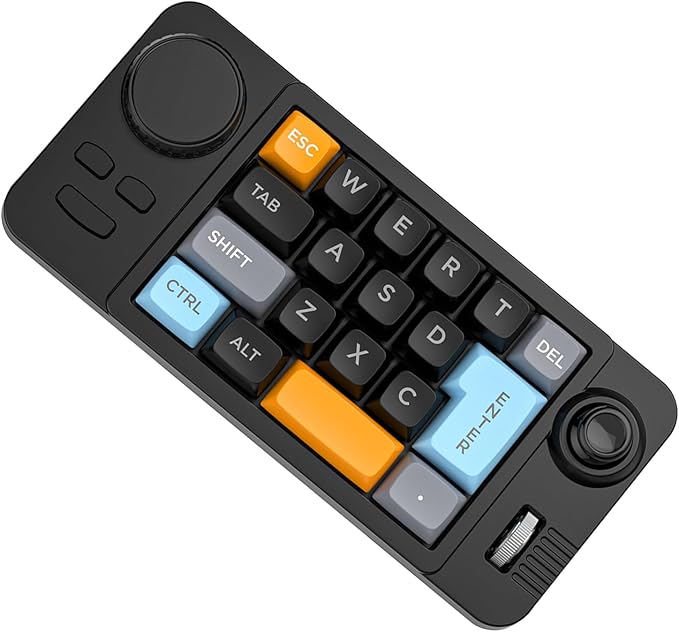UncleS Double Scroll Wheel Mechanical Keyboard 19 Key Small Keypad Color Backlits Programmable Joystick Hot Swappable Switches Space Saving Macroed Gaming Keyboard
