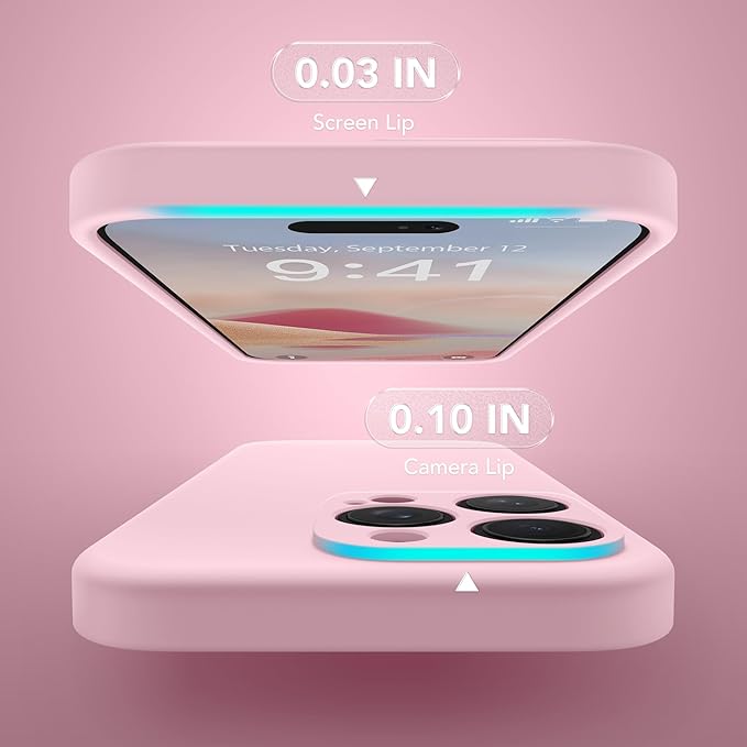 Magnetic for iPhone 14 Pro Case, Compatible with MagSafe, [Full Camera Protection][Screen Protector] Silicone Shockproof Protective Phone Case for iPhone 14 Pro 6.1", Chalk Pink