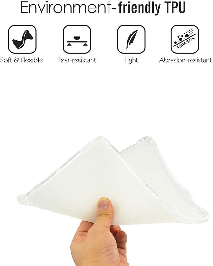 for Apple iPad 9th/8th/7th Generation Case 10.2 inch (2021/2020/2019), Slim Lightweight Translucent Clear Soft TPU Back Shockproof Cover Silicone Bumper Corner Protective Tablet Shell, Clear