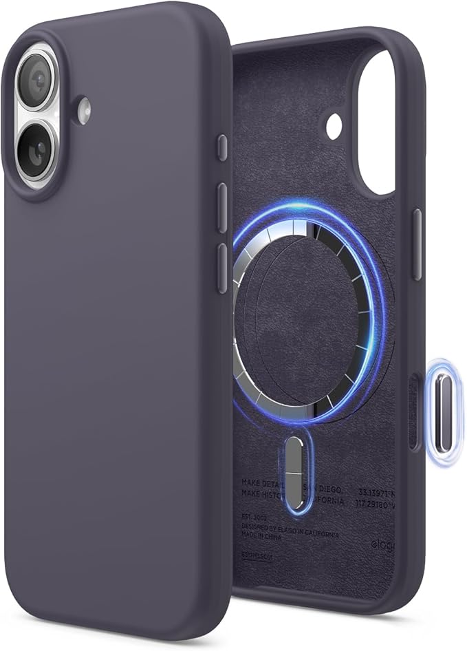 elago for iPhone 17 Case, Premium Magnetic Silicone Case, Compatible with MagSafe, Liquid Silicone Material, Protective Cover, Shockproof, Slim Phone, 6.3 inch (Deep Lavender)