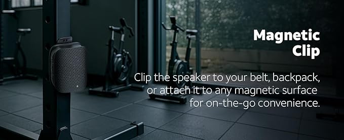 AT&T Essentials Clip Bluetooth Speaker | Mini Portable Bluetooth 5.3 Speaker with USB-C, Waterproof IPX5, 12-Hour Battery, Compact Clip-On Audio for Travel, Dorm, Outdoors - Black
