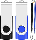 4GB USB Flash Drive 2-Pack EASTBULL USB 2.0 Drives Swivel USB Stick Memory Stick Metal Pen Drive (Black & Blue)