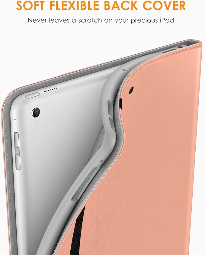 DTTO for iPad 9.7 Inch 5th/6th Generation 2018/2017 Case with Apple Pencil Holder, Premium Leather Folio Stand Cover Case for Apple iPad 9.7 inch, Also Fit iPad Pro 9.7/Air 2/Air - Rose Gold
