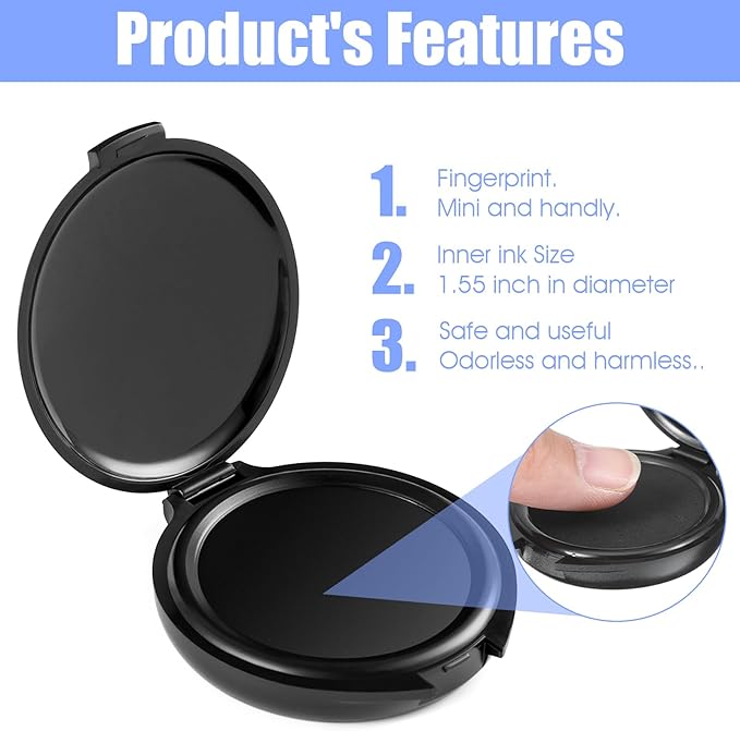 24PCS Fingerprint Thumbprint Ink Pads, Mini Black Water-Based Ink Stamp Pads for Notary Supplies, Office, ID Security, Law Enforcement, Fingerprint Cards, Home Use Office use