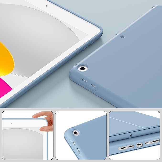 Smart Case for iPad 10.2 Inch 2021/2020/2019, for iPad 9th/8th/7th Generation Without Pencil Holder, Shockproof Cover with Soft TPU Back, Thin& Lightweight, Auto Sleep/Wake, Sky Blue