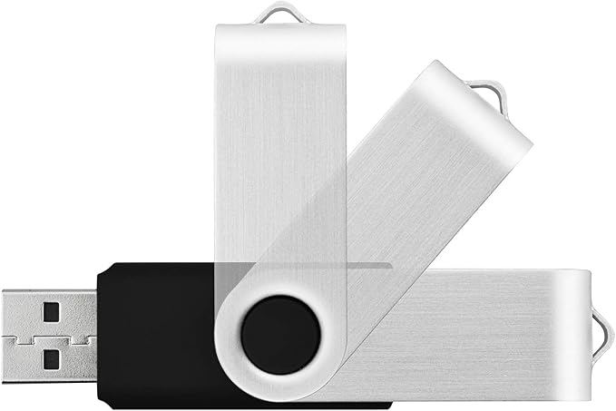 16GB USB Flash Drive KOOTION 20 Pack USB Drive Thumb Drive Bulk USB Stick Swivel for Data Storage, Black