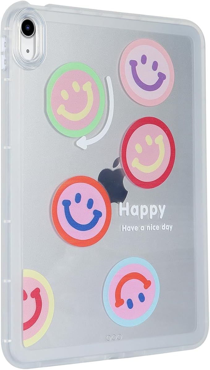 for iPad Pro 12.9 inch Case 6th/5th/4th/3rd Generation (2022/2021/2020/2018) Frosted Translucent Clear Slim Lightweight Cover Soft TPU Back Shockproof Silicone Shell,Smiling Happy Smile Face